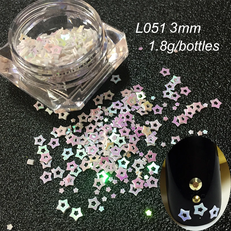 Five-pointed Star 3D Nail Glitter 3mm Colourful Stone Hollow Sequins Nail Tip Decorations DIY Manicure Five star flash powder