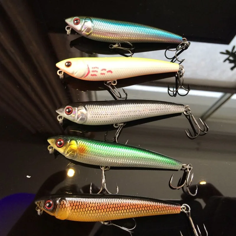 DOG-X Super Pencil Lure 10g/9cm Top water Dogs Fishing Belly Glow Hard Lures Bait Strong Hook Lot 5 Pieces