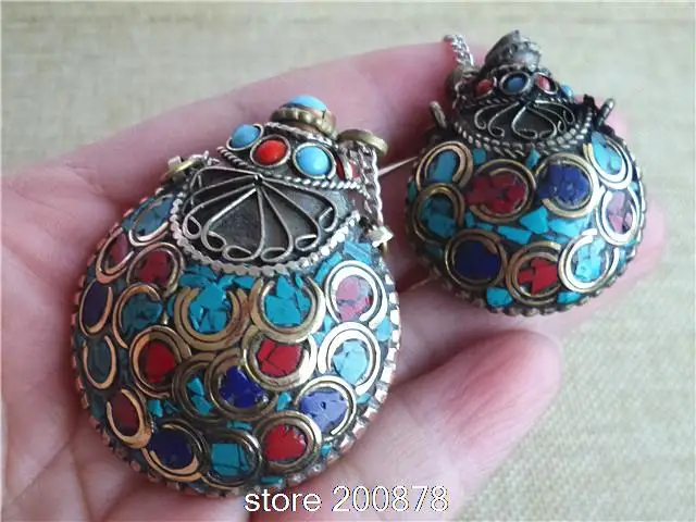 BYH026 Nepal brass lovely small snuff bottles,lovers couple gift,Tibetan Mantras amulet pendants 35/50mm