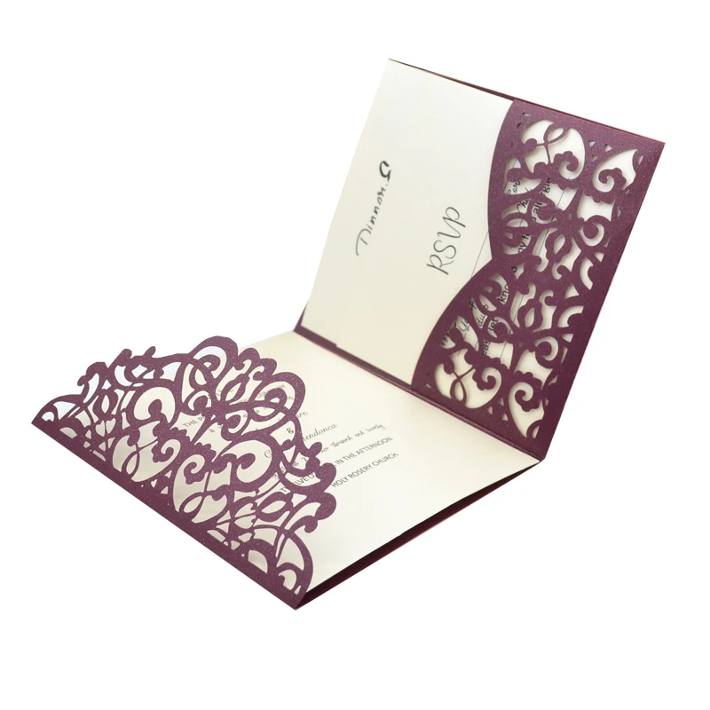 

Top quality paper crafts exquisite new design laser cut extravagant wedding invitations card