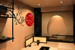 Sakura Rising Sun Japanese Cherry Blossom Tree Branch Restaurant Decor Nipponic Bamboo Removable Vinyl Art Wall Sticker B162