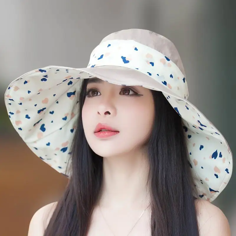 Summer sunbonnet women's large brim folding double faced sunscreen anti-uv sun hat beach cap