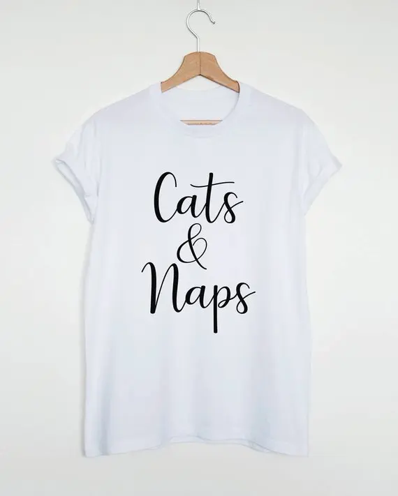 Skuggnas Cats naps T-shirt Cat Lover Gift Crazy Cat Lady Shirt High quality Slogan tee Fashion T shirt Drop ship