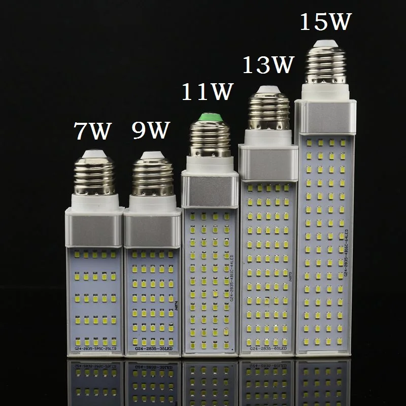 Imagem -02 - Lâmpada Conduzida do Milho para a Iluminação Lâmpada de Plugue Horizontal Luz do Ponto E27 G24 G23 7w 9w 11w 13w 15w 110v 220v 240v Smd2835