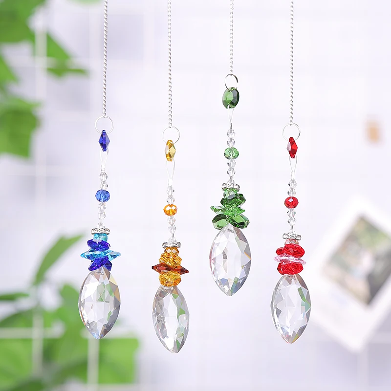 5pcs Crystal Suncatcher Prism Pendant Rainbow Octogon Chakra Hanging Sun Catchers Window Ornament