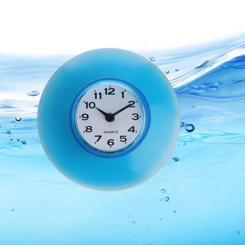 Silicone Bathroom Kitchen Shower Suction Wall Clock Water-Resistant Timer Glass