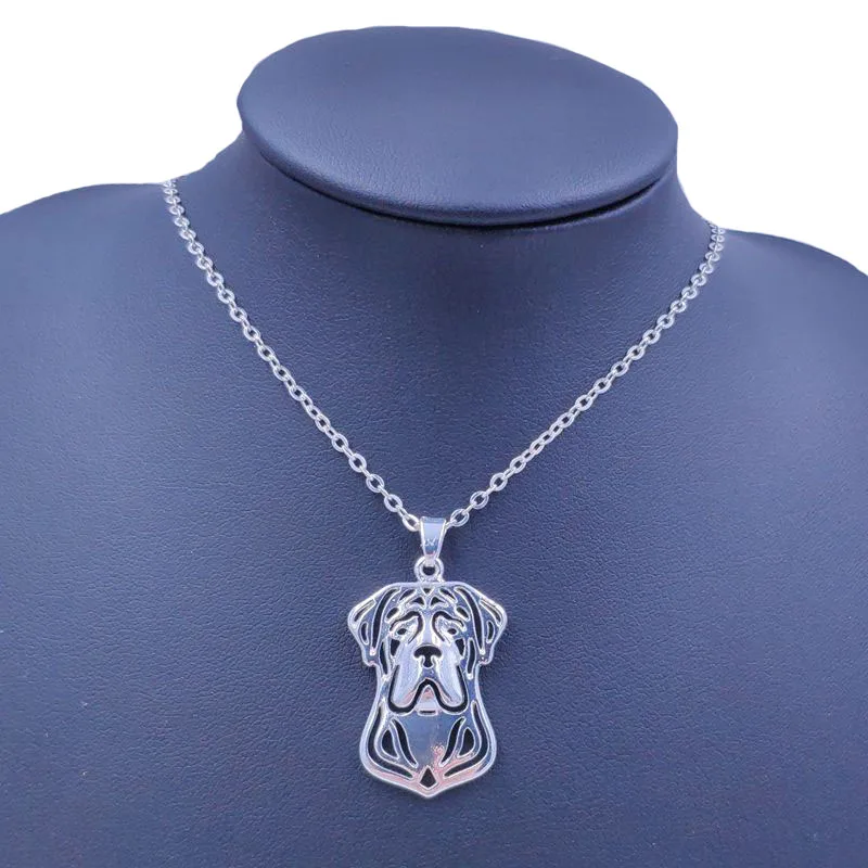 Cute Cane Corso Necklace Dog Animal Pendant Gold Silver Plated Jewelry For Women Male Female Girls Ladies Kids AKC  N079