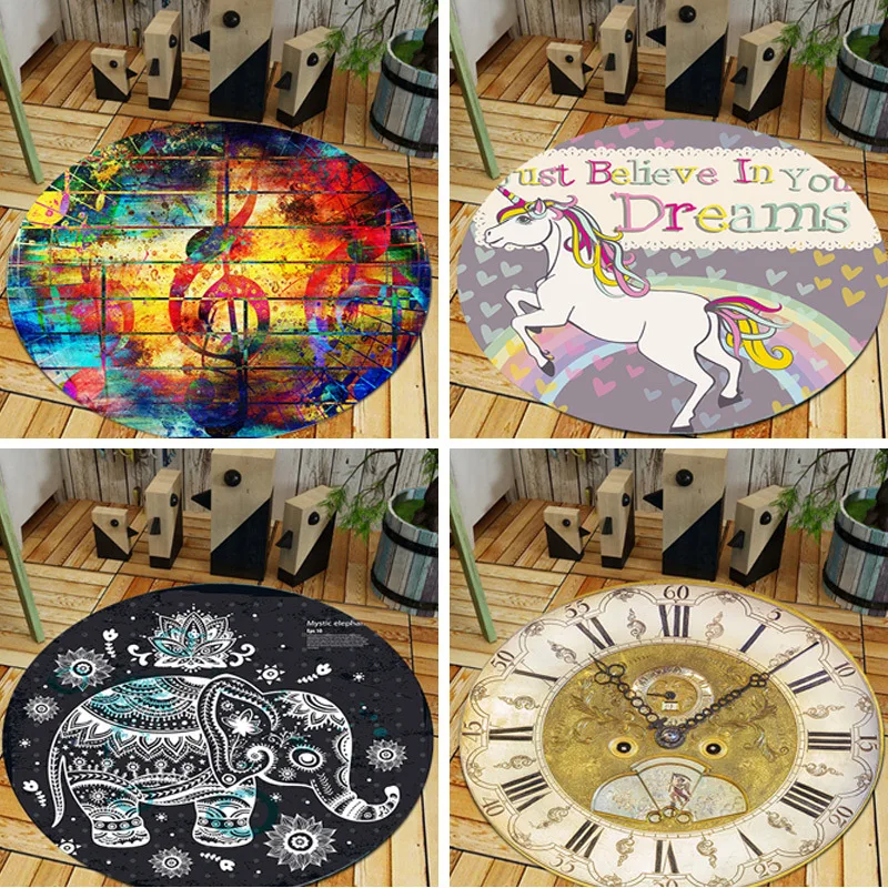 

Круглые коврики и ковровые покрытия с принтом в скандинавском стиле для дома, гостиной, коврик для кровати, нескользящее одеяло, напольный коврик для компьютерного стула