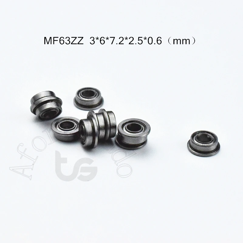 

MF63ZZ Flange Bearing 10pcs 3*6(7.2)*2.5(mm) Free shipping chrome steel Metal Sealed High speed Mechanical equipment parts