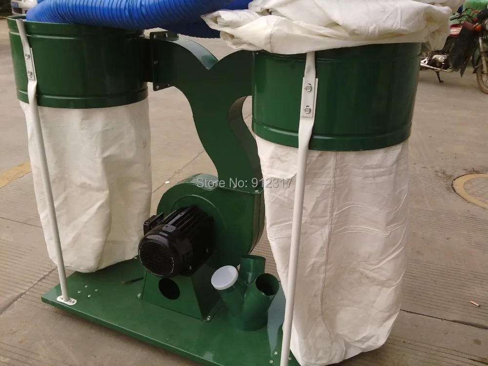 Three pahse AC380V 3KW Woodworking Duoble Bags Wood Dust Collector