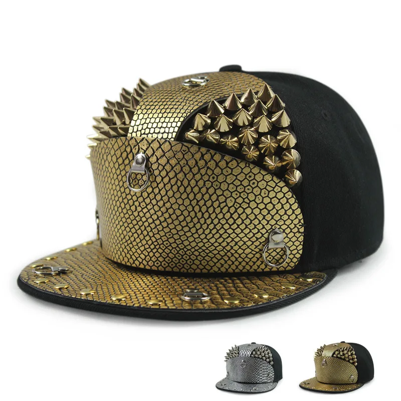 GBCNYIER Armor Flat Brim Baseball Cap High Quality Warrior Hat Fashion Rivets Hip Hop Visor Hipster Street Cool Hats