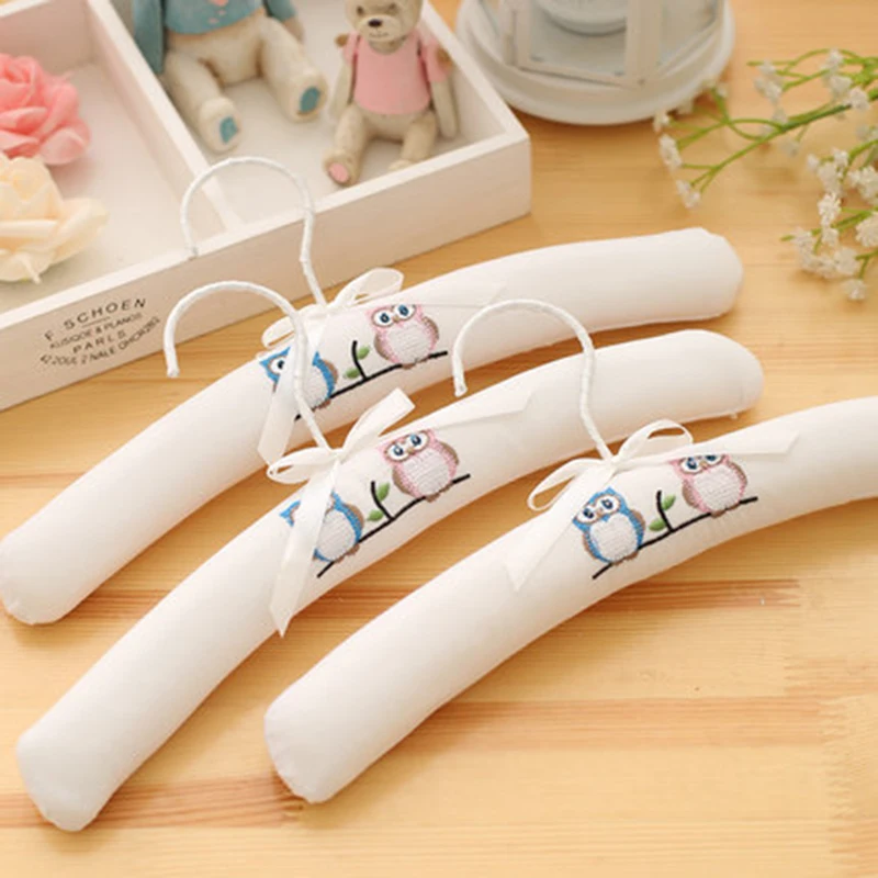 31cm 3 pcs/lot Anti-skid Children's Cloth Hangers Padded Cartoon Baby Hangers with Cute Owl Clothing Hanging for Kids