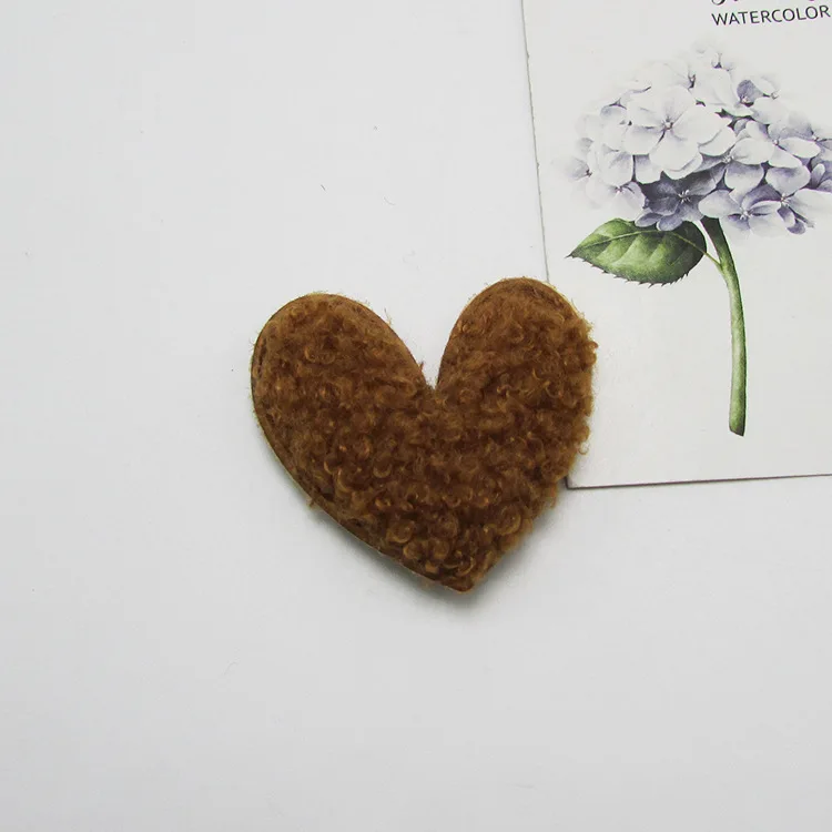 40pcs/lot 4.5cm Plush velvet Heart Padded Appliques DIY handmade Children Hair Accessories and Clothes Sewing