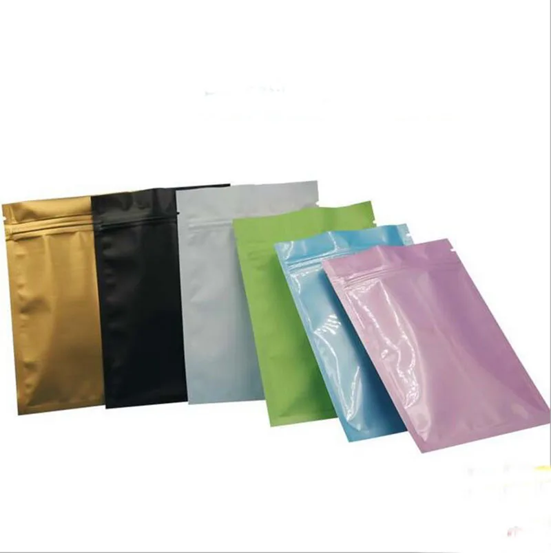 12x18cm (4.7x7inch) 1500pcs barrier heat seal Retail Package bag black aluminum foil ziplock stand up pouches for tea snacks