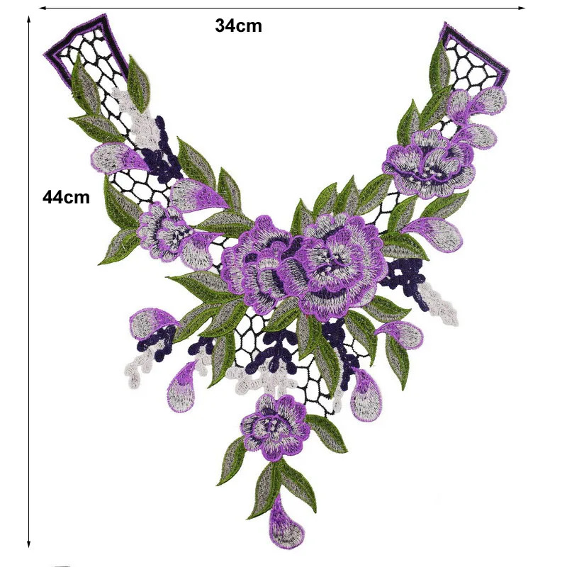 1PC Embroidered Fabric Flower Lace Sewing Applique Lace Neckline Collar Applique DIY Accessory NL076