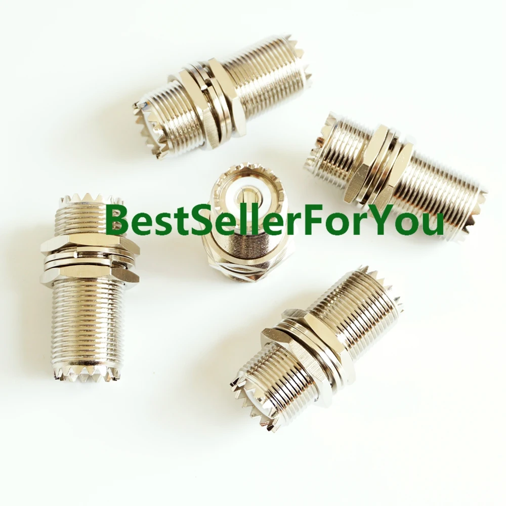 10Pcs UHF female SO-239 M16 nut bulkhead to SO239 jack panel mount connector RF Adapter