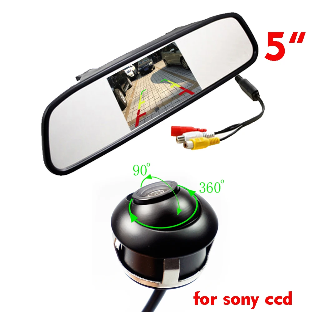 for sony CCD HD 360 degree Car camera with parking LCD monitor 4.3 inch 5inch mirror monitor front/side/rear view monitor 2way