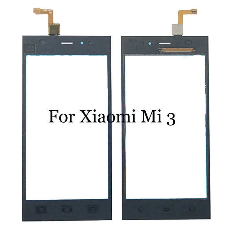 For xiaomi Mi3 Black Front Glass Lens + Touch Screen Digitizer For xiaomi mi 3 Replacement for Phone LCD Screen Flex cable