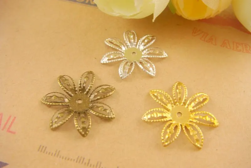 50pieces/lot 17MM metal Filigree Leaf headwear accessories Jewelry DIY Components