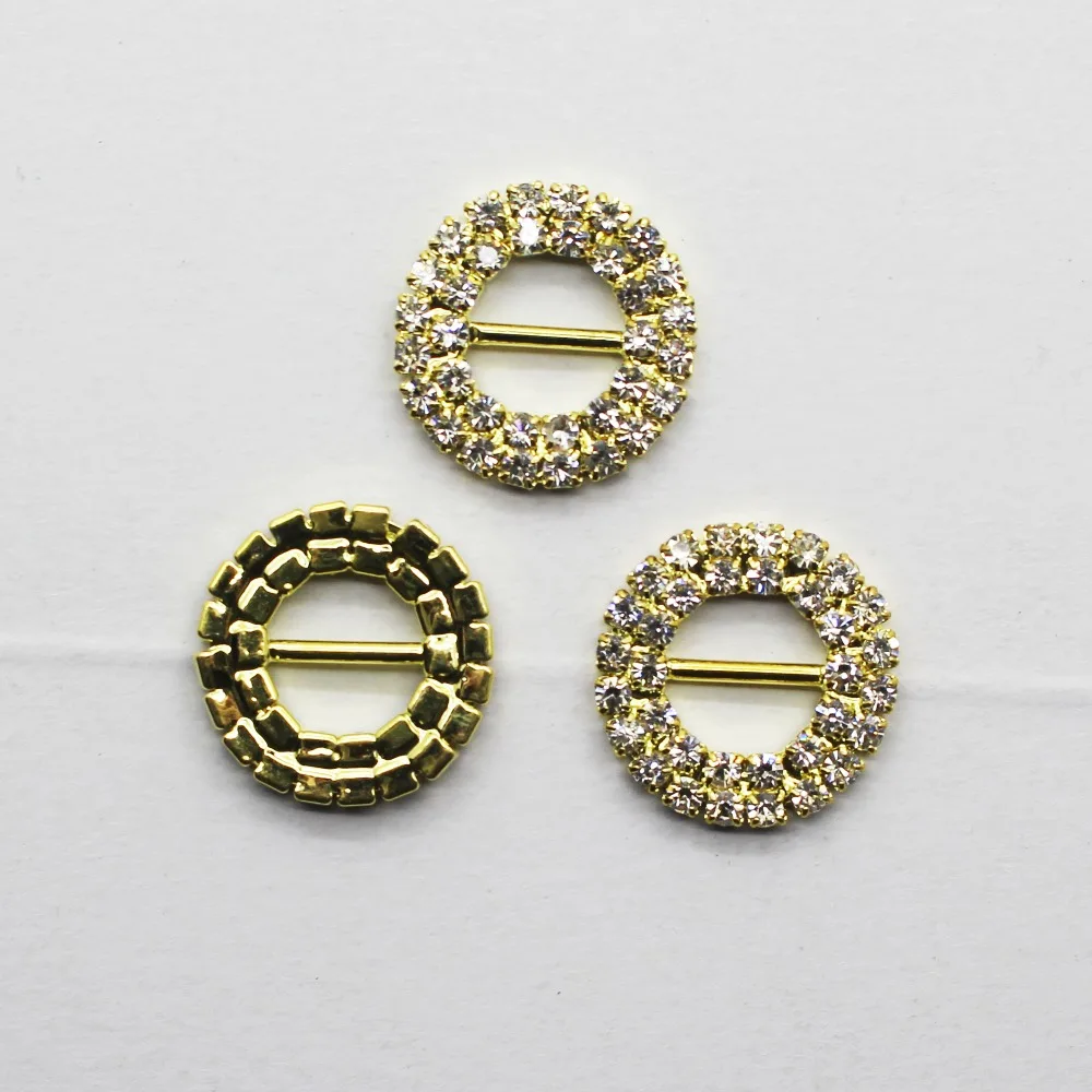 ZMASEY New Round Metal Buckles 20mm 10Pcs/Lot Crystal Decor Wedding fit ribbon and Shoe Belt Clothing Buckles Fitting