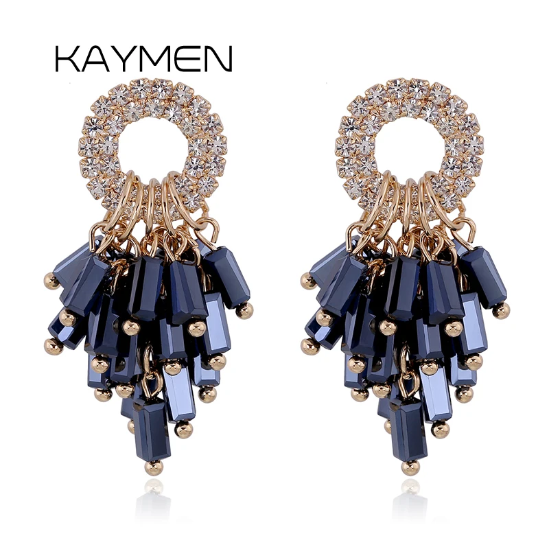 New Arrivals Rhinestone Crystal Golden Drop Dangle Earrings for Girls Women Fashion Statement Earrings Drop-Shipping 4110