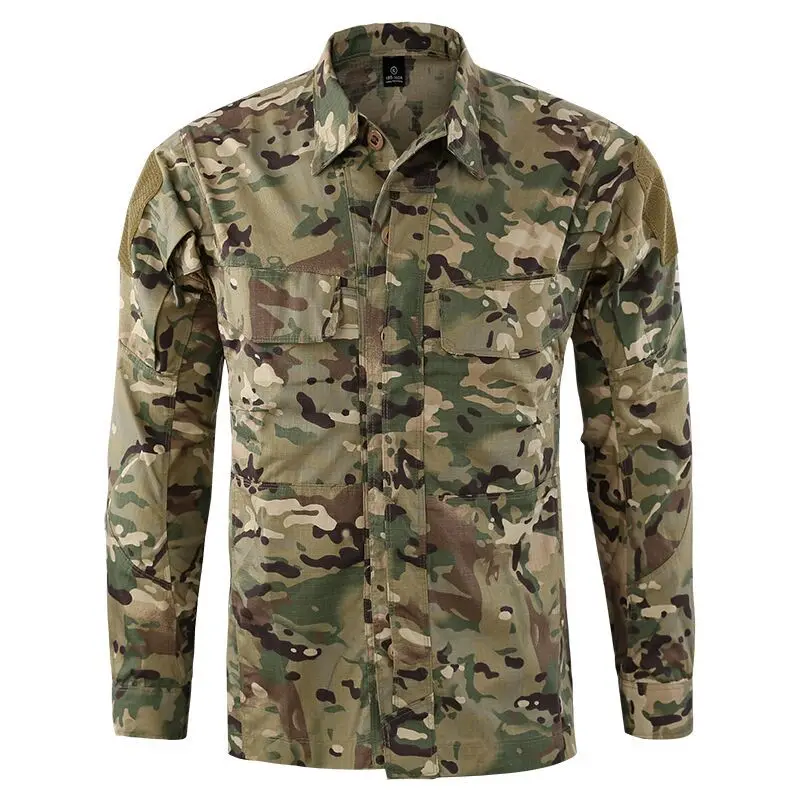 US Breathable training Combat Shirt Men Autumn Long Sleeve Military Shirt Paintball Camouflage Military tactics Clothing New