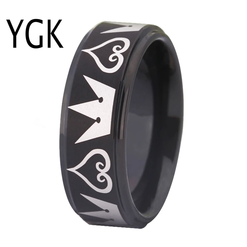 Ring Men Engagement Ring For Women Fashion Kingdom Hearts & Crowns Tungsten Wedding Band Ring Lover's Gift  YGK JEWELRY