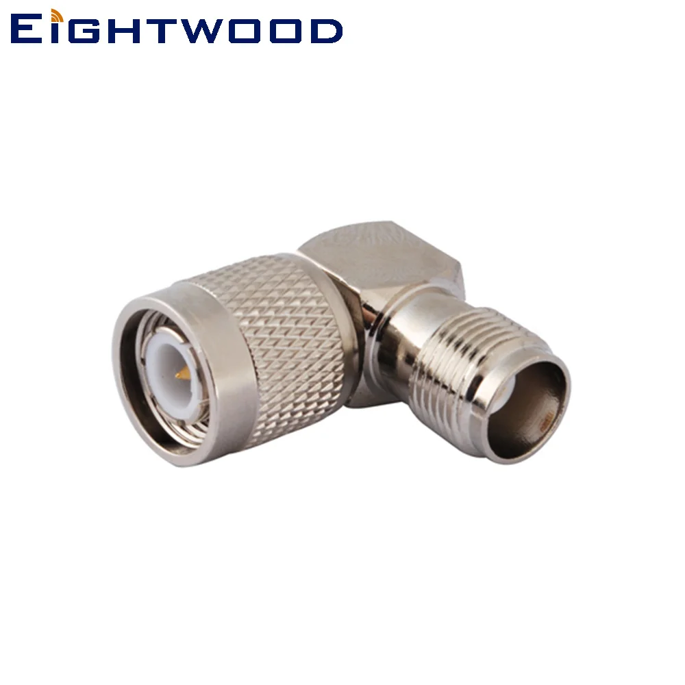 Eightwood 5PCS TNC Series RF Coaxial Adapter TNC Plug Male to TNC Jack Female RF Connector Right Angle Nickel