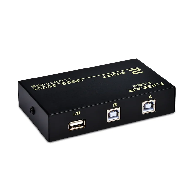 USB 수동 공유 스위치 박스, 프린터 스캐너 스위처 FJ-1A2B, 2 대 컴퓨터 PC용, 블랙, 2 포트