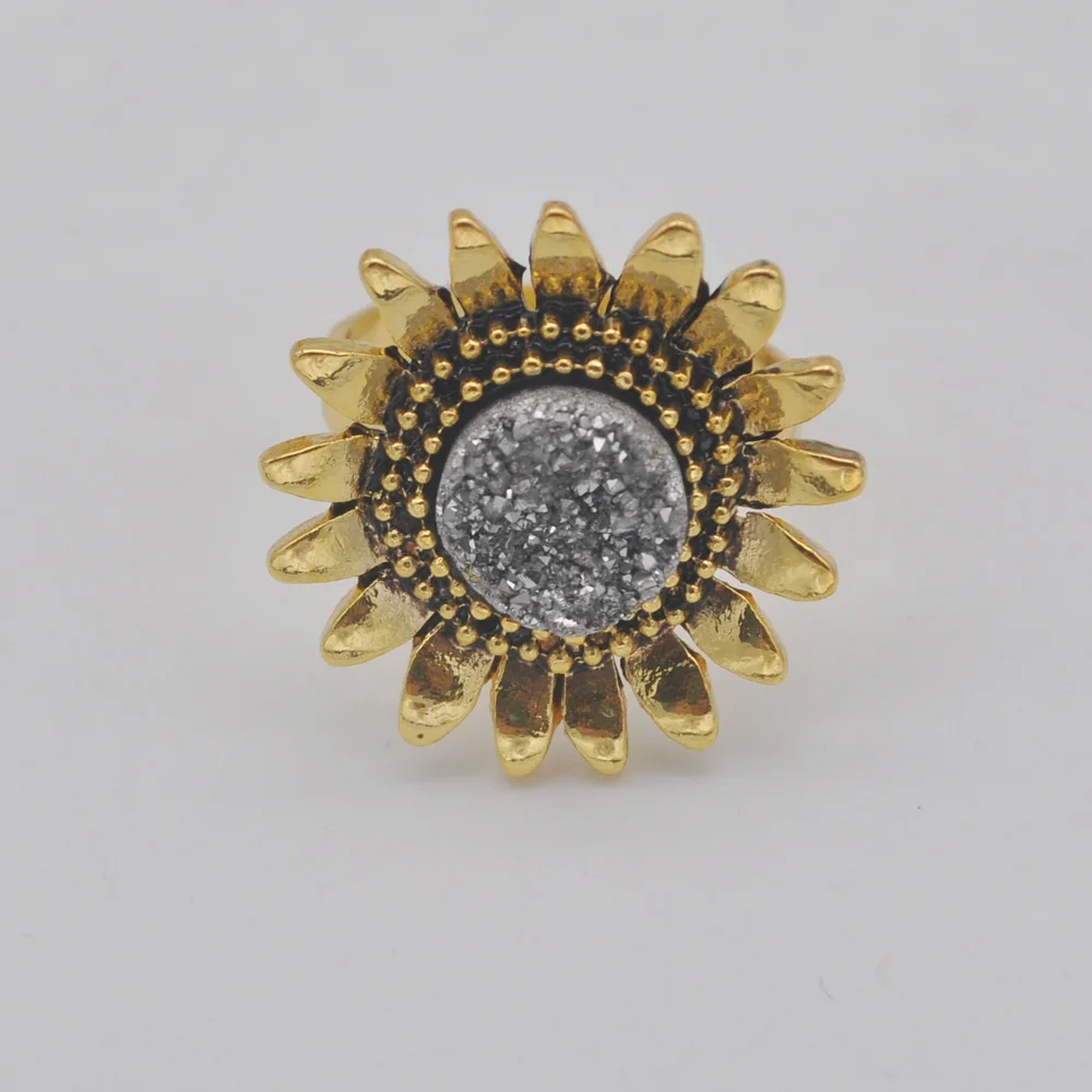Silvery Crystal Stone Inlay Flower Finger Ring Size 9 Jewelry For Woman Gift Fashion X075 image 2