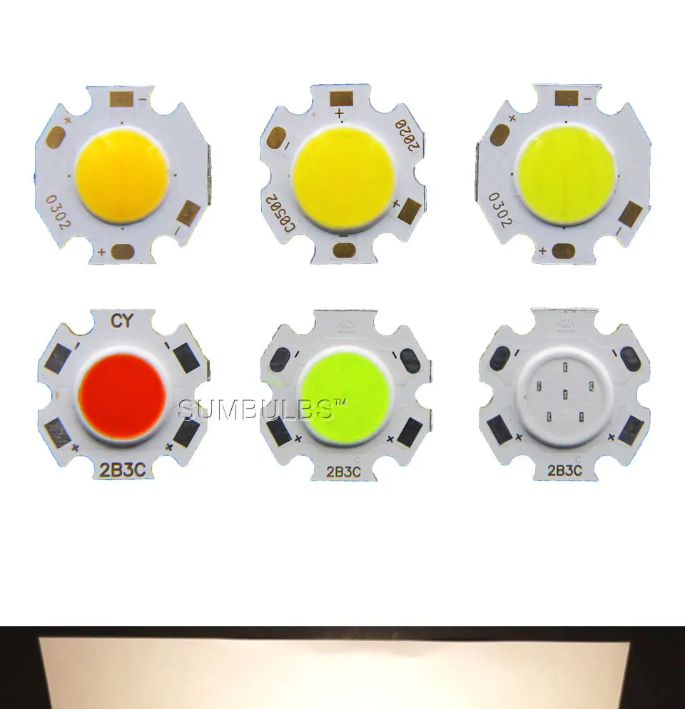10 Stück Großverkauf Durchmesser 20 mm abgerundete COB-LED-Lichtquelle Chip an Bord 3 W 5 W 7 W grün blau rot warm natürlich kaltweiß Glühbirne DC – Detail 10