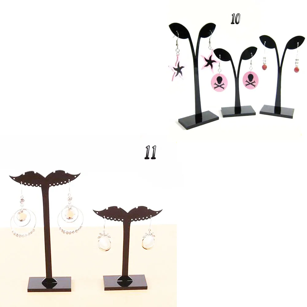 SZanbana 3Pcs Black Acrylic T-Bar Earring Display Stand Jewelry Showcase Jewelry Holder Ear Stud Organizer Gift For Girls Women