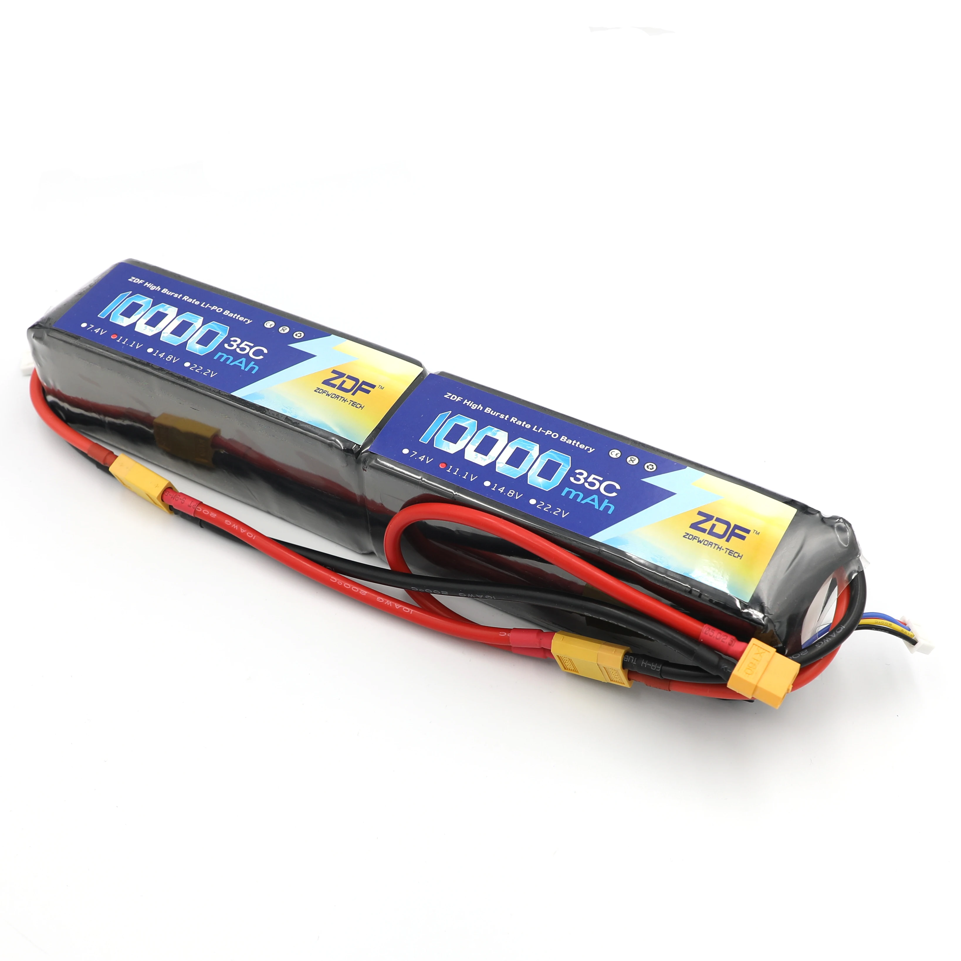 ZDF RC Lipo 6S Battery 22.2V 10000mAh (2x 3S 11.1v 10000mAh) 35C Burst 70C For Helicopter RC Drone Quadcopter Rated 5.0 /5