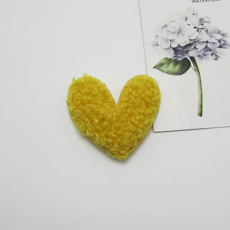 40pcs/lot 4.5cm Plush velvet Heart Padded Appliques DIY handmade Children Hair Accessories and Clothes Sewing