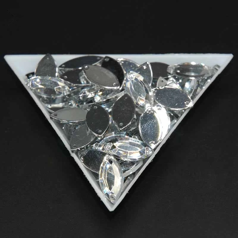 Crystal Clear Rhinestones Sew On Acrylic Flat Back Horse Eye Gems Fancy Crystal Stones For Clothes Dress Arts Crafts Sewing