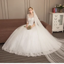 Ball Gowns Wedding dress V Neck Princess Sleeves Plus Size New Style Self-cultivation Lace Up Wedding Dresses