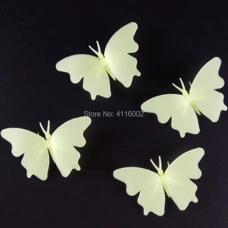 300Sets 4PCS/Set Luminous Butterfly Sticker Glow In The Dark Wall Stickers Baby Nursery Children Bedroom Decoration