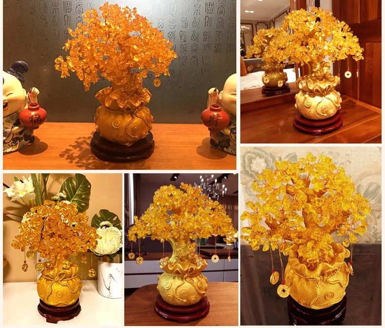 GOOD GIFT # Bring in wealth office home shop company Money Drawing efficacious Mascot Gold Pachira money Tree FENG SHUI statue