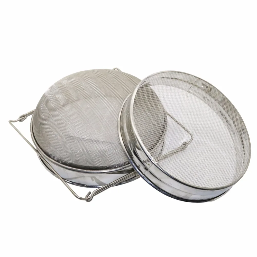 Beekeeping Stainless Steel Double Layer Beekeeping Honey Sieve Filter Strainer Settling Tank Honey Filte Mesh With Handle