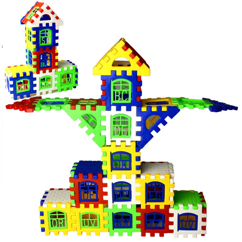 24 Pieces Set 3D Building Block Plastic Square House Model Kindergarten Learning and Education Toy