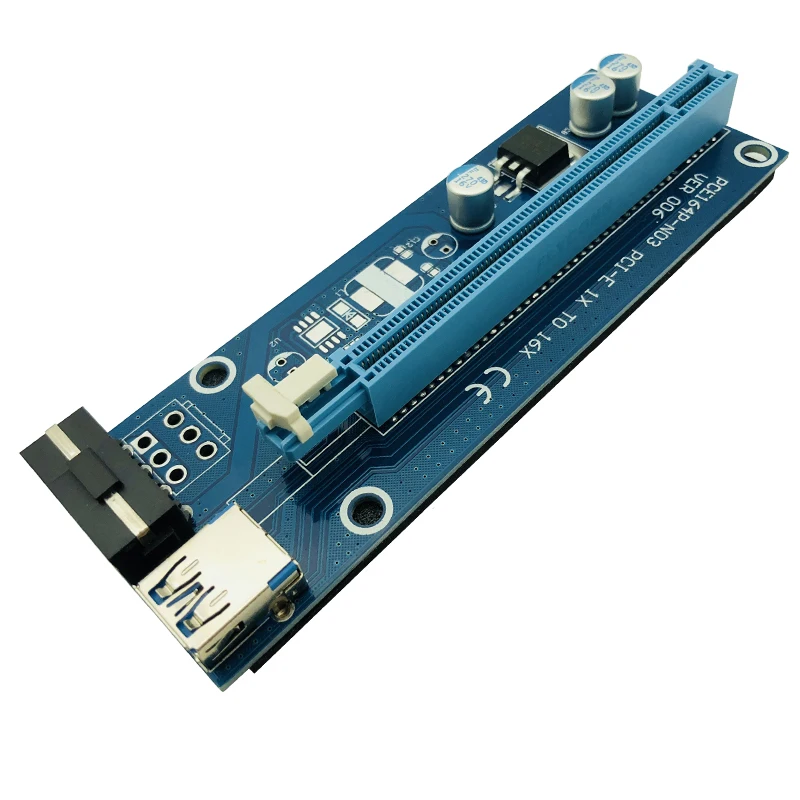 

6PCS NEW VER006 Riser 1x to 16x PCI Express Riser Card PCI-E Extender 60cm USB 3.0 Cable SATA to 4Pin Power for BTC Miner Mining