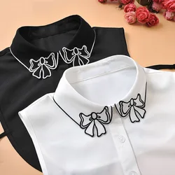 Embroidery Fake Collar Shirt Women White 2021 White Fake False Collar Woman Ladies Detachable Collar Black Removable Nep Kraagie