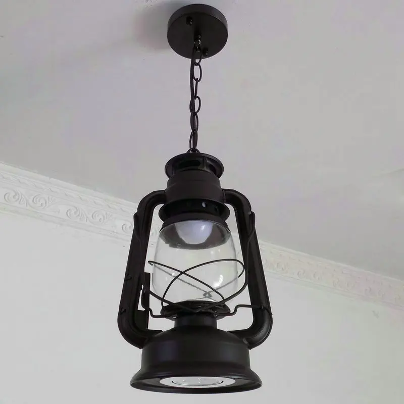 Hallway Vintage Iron Kerosene Lamp Chain Pendant light Stair Corridor Metal Kerosene Pendant Lamp