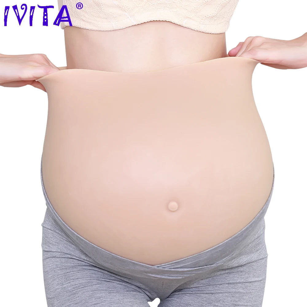 IVITA 100% Artificial Silicone Fake Pregnant Soft Belly Realistic Silicone Pregnancy Jelly Belly For Crossdresser Unisex Cosplay