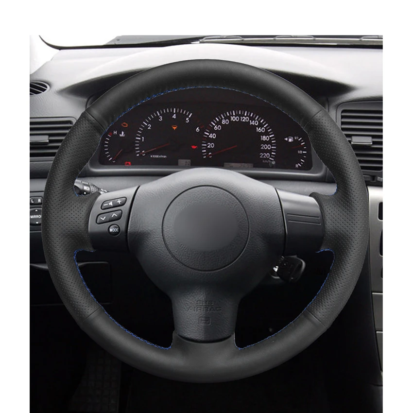 Hand-stitched Black PU Artificial Leather Car Steering Wheel Cover for Toyota Corolla 2003-2006 Caldina RAV4 Wish Scion tC xA xB