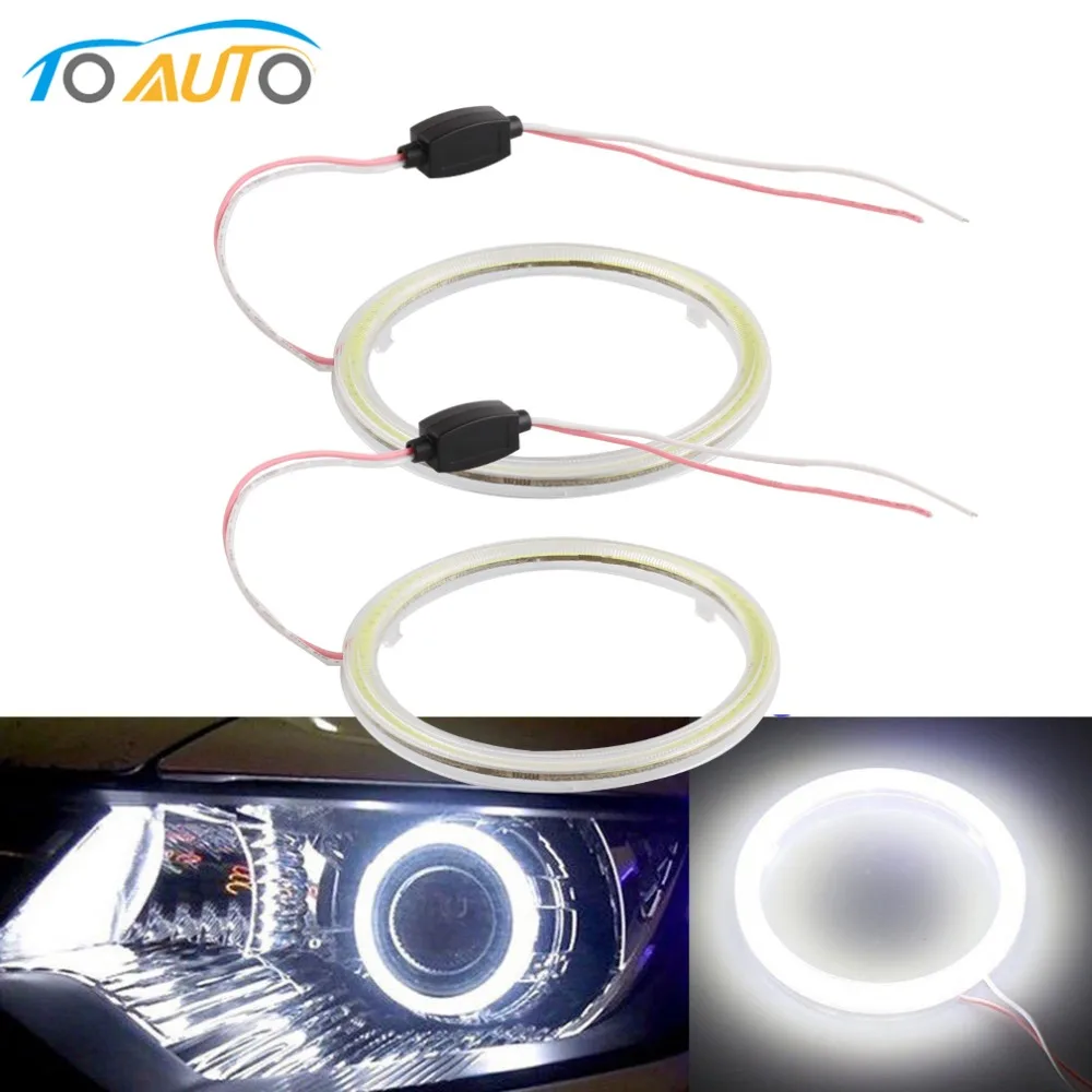 2pcs Angel Eyes COB LED 6000K Car Fog Lights 60mm 70mm 80mm 90mm 100mm 110mm 120mm Daytime Running Light DRL Halo Ring Auto 12V