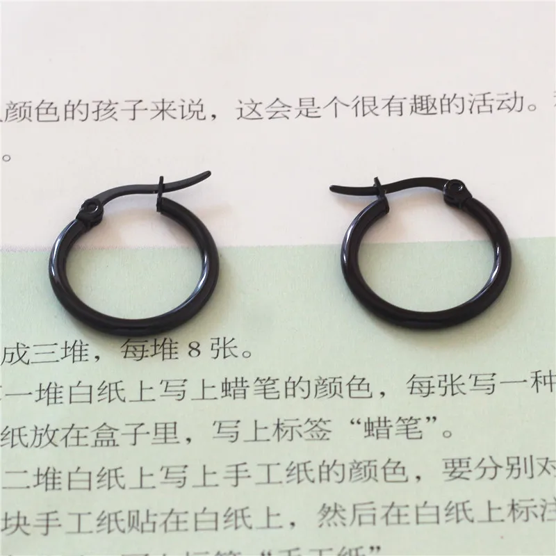 4 Colors Gold-color Plated Titanium 20mm Hoop Earrings 316 L Stainless Steel No Easy Fade Allergy Free