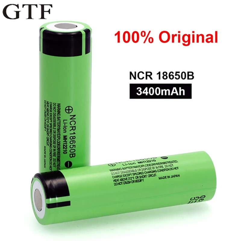 Batteria ricaricabile GTF 100% originale 3.7V 3400mAh 18650 con caricabatterie per batteria 26650 14500 18340 18650