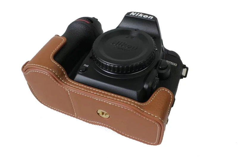 حافظة كاميرا من الجلد الطبيعي لنيكون D7500 ، حافظة كاميرا ، غطاء سفلي ، تصميم بطارية مفتوح ، جديد