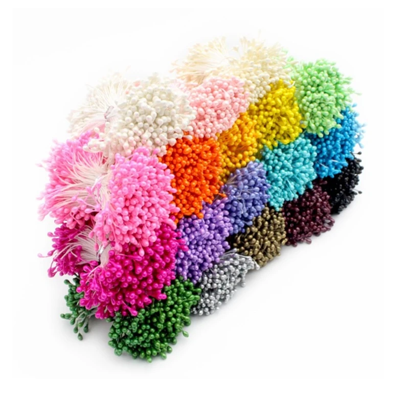 Mehrfarbig, 3 mm, 90 Stück, künstliche Zuckerblüten-Staubblätter für Bastelarbeiten, Zuhause, Hochzeit, Dekoration, Kuchendekoration und DIY-Stempelstaubblatt – Detail 3